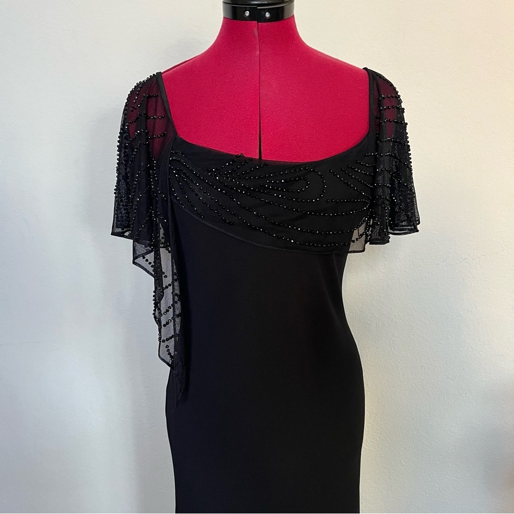Vintage beaded 80s ๐ค draped neckline ballroom dance lbd classic 8P S.L. Fashion - Picture 6 of 15